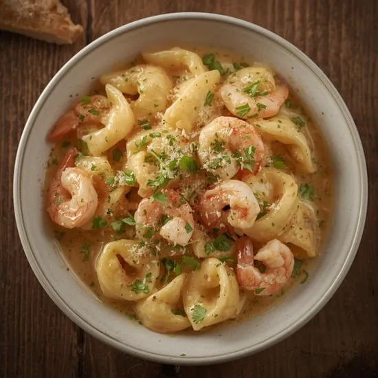 Shrimp Tortellini Recipe with Creamy Garlic Sauce
