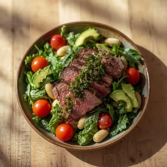 Steak Chimichurri Salad Recipe with Hearty Beans