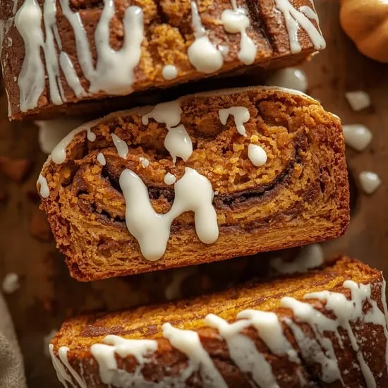 Cinnamon Roll Pumpkin Bread with Cream Cheese Glaze
