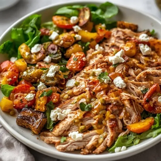 Shredded Chicken Plate with Roasted Veggies Salad