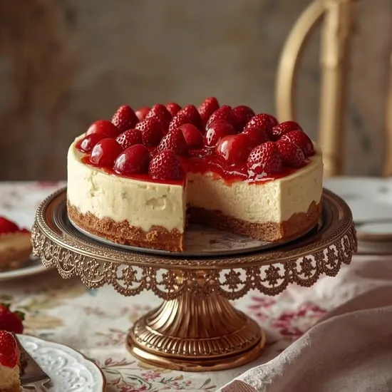Lavish Decorated Strawberry Cheesecake