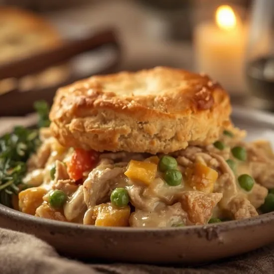 Chicken Pot Pie Bake with Cheddar Bay Biscuits