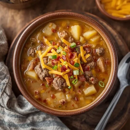 Cheesy Hamburger Potato Soup – Cozy & Hearty