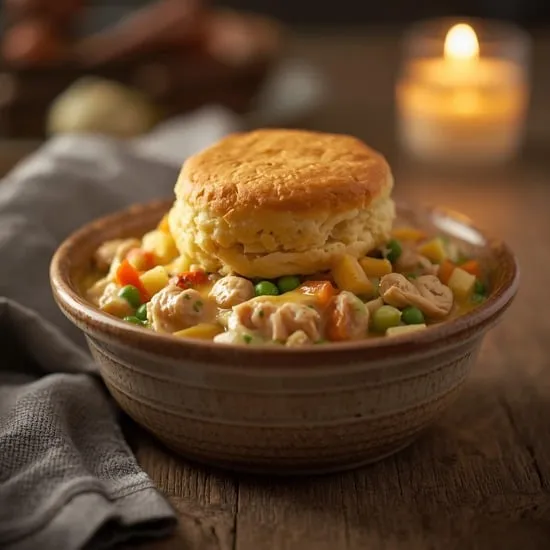 Chicken Pot Pie Bake with Cheddar Bay Biscuits